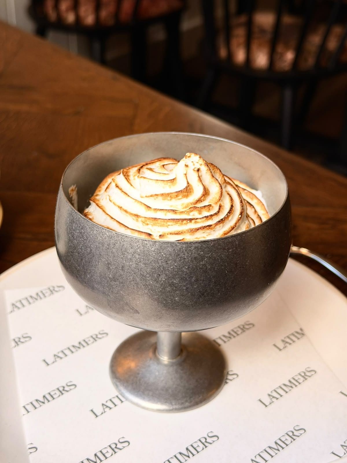 Baked alaska dessert at Latimers, Romsey