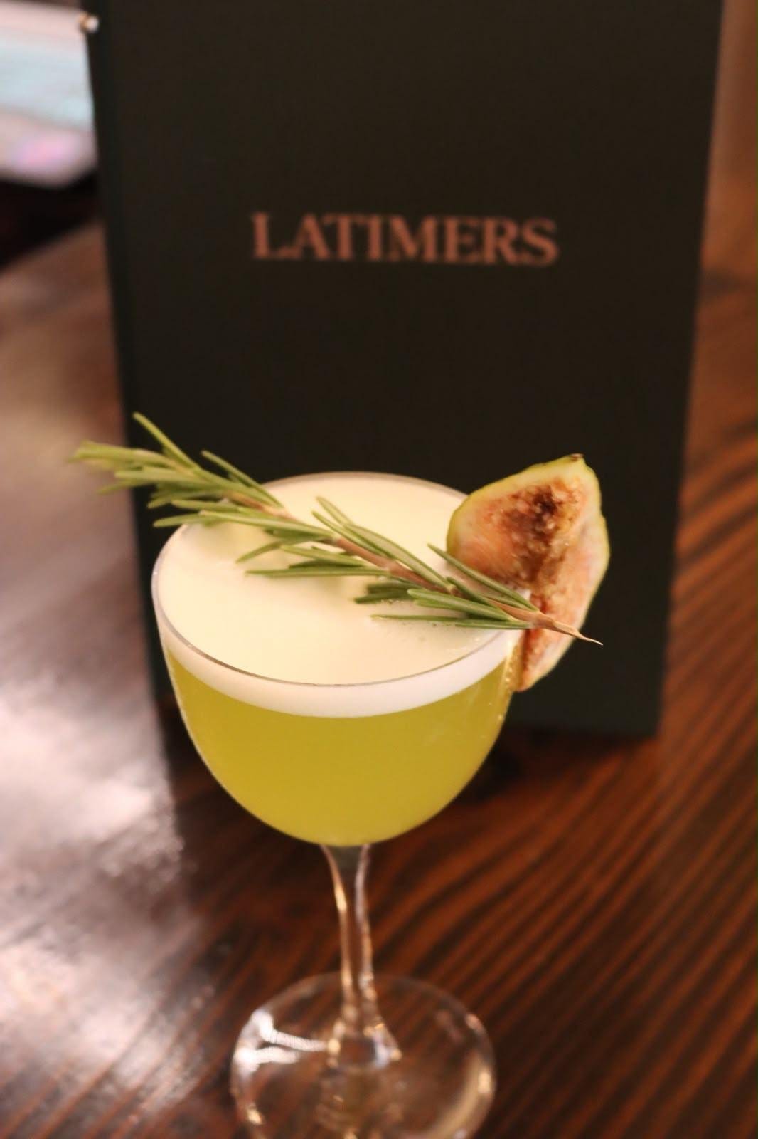 A fig and rosemary cocktail at Latimers, Romsey